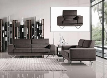 Grey Fabric Modern 3Pc Sofa, Loveseat & Chair Set w/Metal Legs [VGS-1172A]