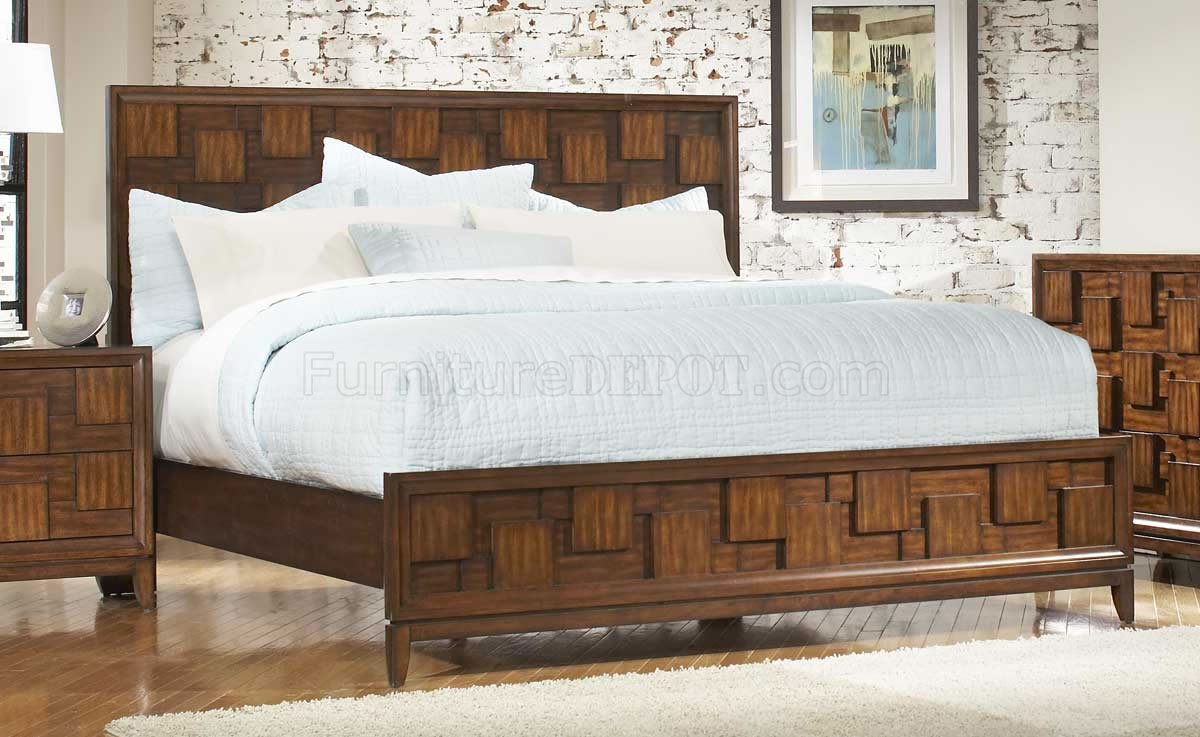 Warm Tobacco Brown Finish Contemporary Bedroom w/Optional Items - Click Image to Close