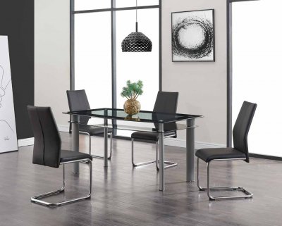 D1058DT Dining Set 5Pc in Black by Global Furniture USA