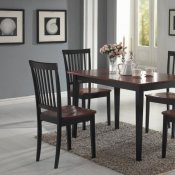 Two Tone Oak & Black Finish 5Pc Dinette Set with Wooden Seats