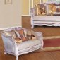 "Rita Antique White" Traditional Sofa in Fabric w/Optional Items