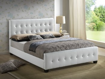 G2587 Upholstered Bed in White Leatherette by Glory [GYB-G2587 White]