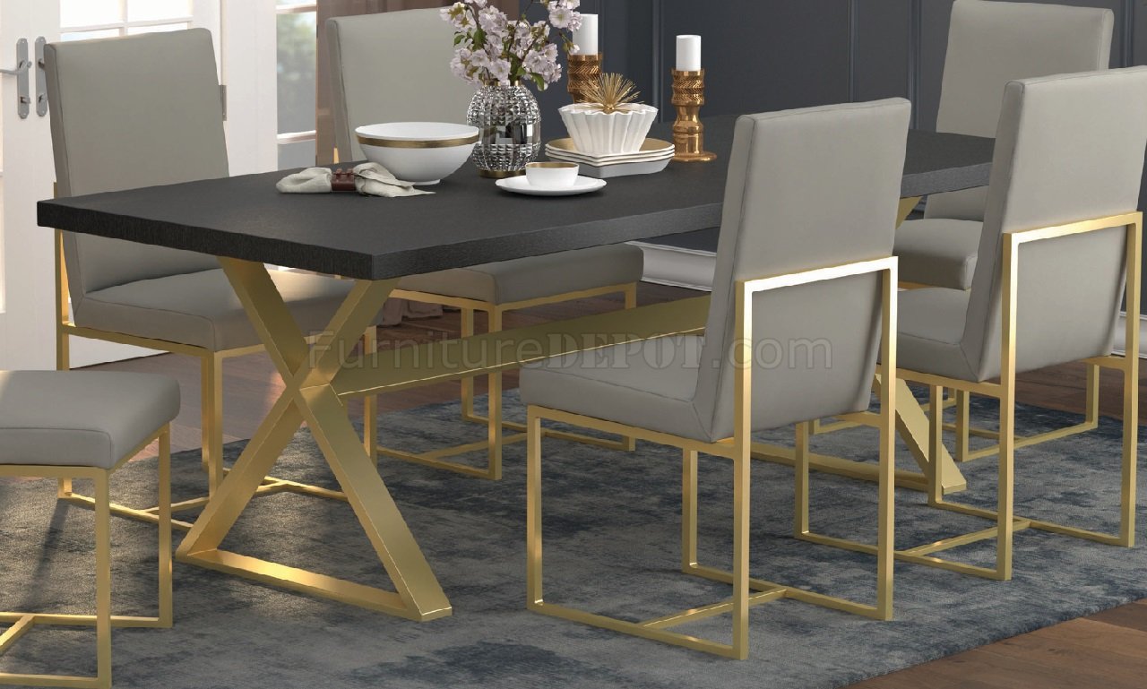 Conway Dining Table 20 in Walnut & Gold by Coaster w/Options