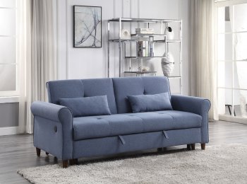 Nichelle Sleeper Sofa 55565 in Blue Fabric by Acme [AMSB-55565 Nichelle]
