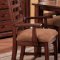 Distressed Walnut Finish Dining Furniture W/Brown Damask Seats