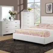 F9247 Bedroom Set by Boss in White w/Leatherette Upholstered Bed