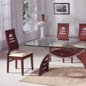Modern Dinette With Arched Shape Dark Cherry Finish Base