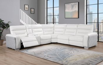 U2682 Power Motion Sectional Sofa in White & Gray by Global [GFSS-U2682 White Gray]