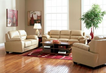 Taupe Bonded Leather Contemporary Living Room Sofa w/Options [CRS-501931]