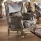 Oprah Fabric Sofa & Loveseat Set in Antique Platinum Tone