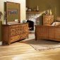 Rustic Oak Finish Traditional Sleigh Bed w/Optional Case Goods