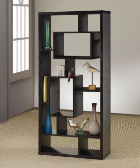 Black Finish Modern Bookcase w/Shelves & Display Space