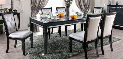 Alena 7Pc Dining Room Set CM3452BK-T in Black & Silver