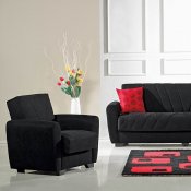 Orlando Sofa Bed Convertible in Black Fabric by Empire w/Options