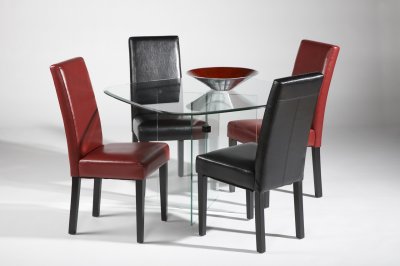 Clear Glass Modern Dining Table w/X-Base & Optional Chairs