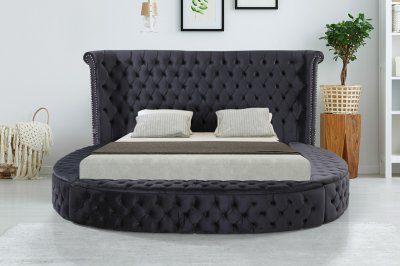 LCL-B04 Upholstered Bed in Black Velvet