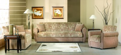 Contemporary Two-Tone Fabric Living Room w/Storage Sleeper Sofa