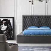 Landmark Upholstered Bed B301 in Medium Gray Fabric