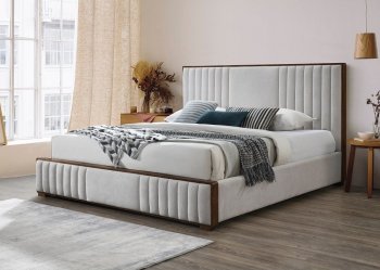 Kaleea Upholstered Bed BD02468Q in Light Gray Fabric by Acme [AMB-BD02468Q Kaleea]