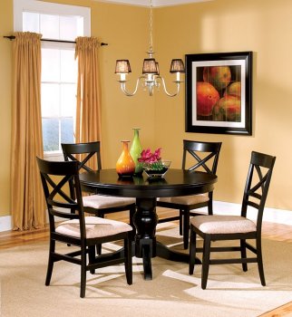 Black Finish Dining Room With Round Table [CRDS-30-101271]