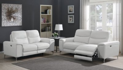 Largo Power Reclining Sofa 603394P in White by Coaster w/Options