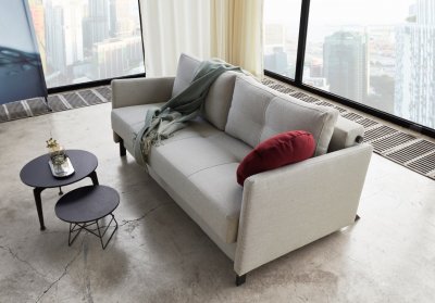 Cubed Sofa Bed w/Arms in Natural Fabric 527 by Innovation