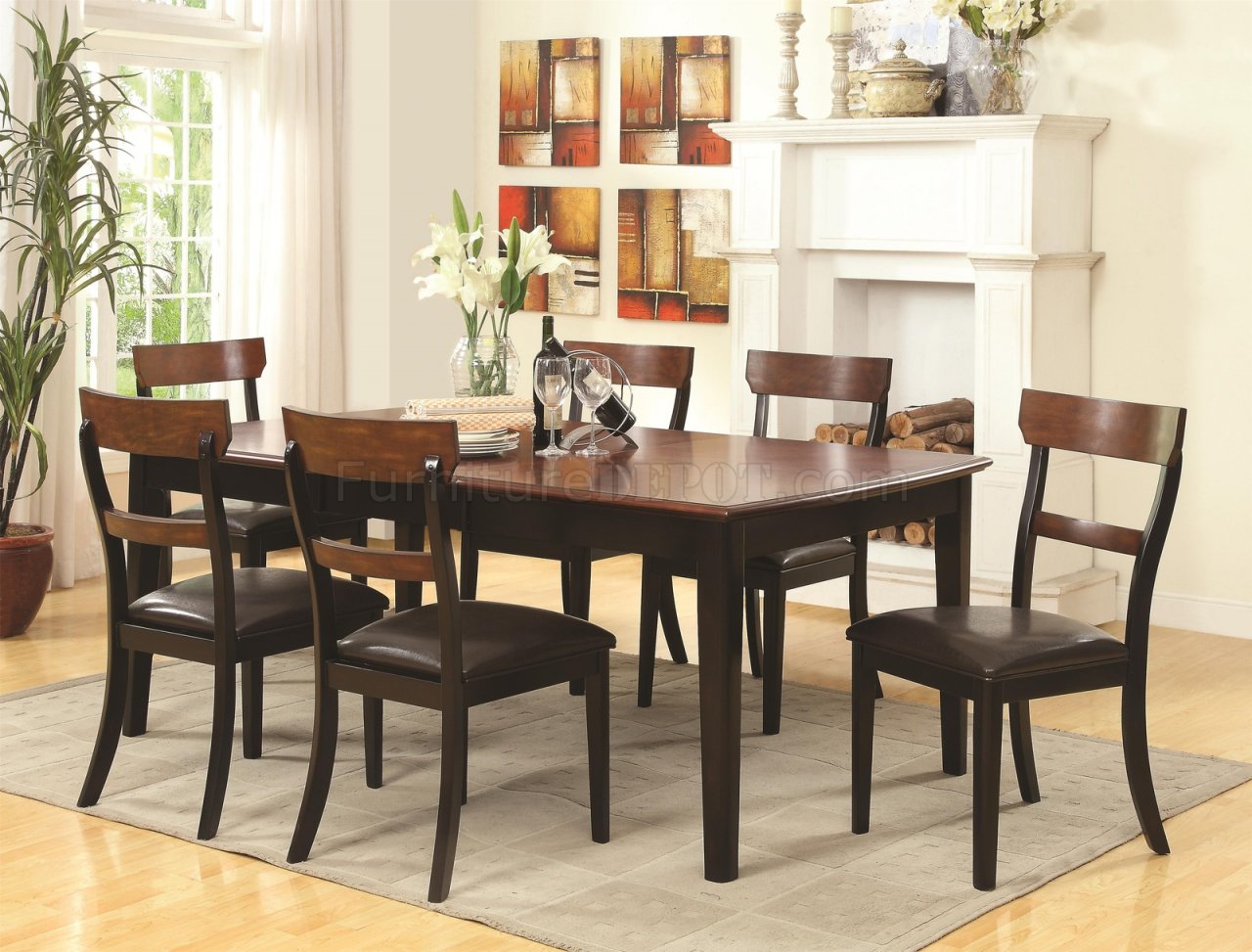 104331 McKay Dining Table in Brown & Black by Coaster w/Options - Click Image to Close