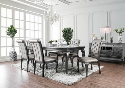 Amina Dining Room Set 7Pc CM3219GY-T in a Satin Gray