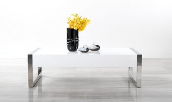 115A Coffee Table in White High Gloss by J&M w/Chrome Legs [JMCT-115A White]