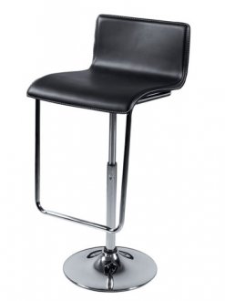 Set Of 2 Black Leather Match Contemporary Bar Stools