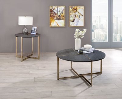 Bromia Coffee Table 3Pc Set 83005 in Black & Champagne by Acme
