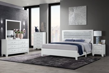 Luccia Bedroom Set 5Pc in White by Global w/Options [GFBS-Luccia White]