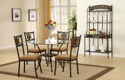 Metal & Glass Contemporary Dinette w/Slate Inlays