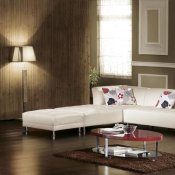 Off-White Bonded Leather Modern Sectional Sofa Set w/Metal Legs