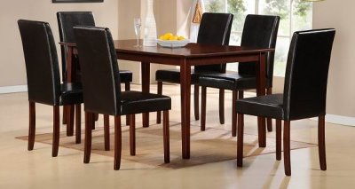 Cherry Finish Modern Dining Table w/Optional Bicast Chairs