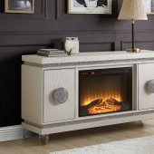Noralie Electric Fireplace 90535 in Ivory PU by Acme