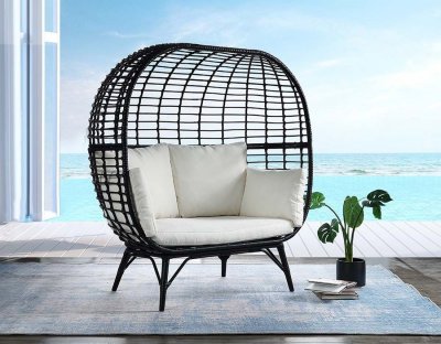 Penelope Patio Lounge Chair OT01099 in Cream & Black by Acme