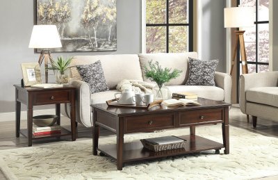 Malachi 3Pc Coffee & End Table Set 80254 in Walnut by Acme