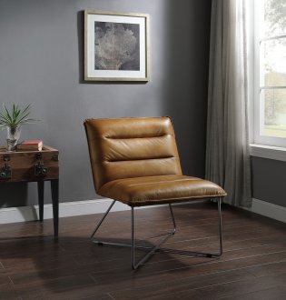 Balrog Accent Chair 59671 in Saddle Brown Leather by Acme