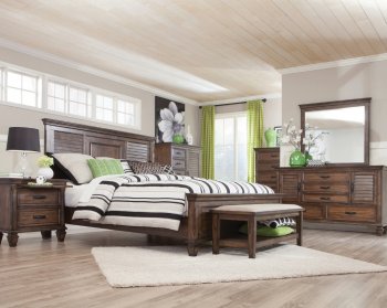 Franco Storage Bed 200970 in Burnished Oak by Coaster w/Options [CRBS-200970-Franco]
