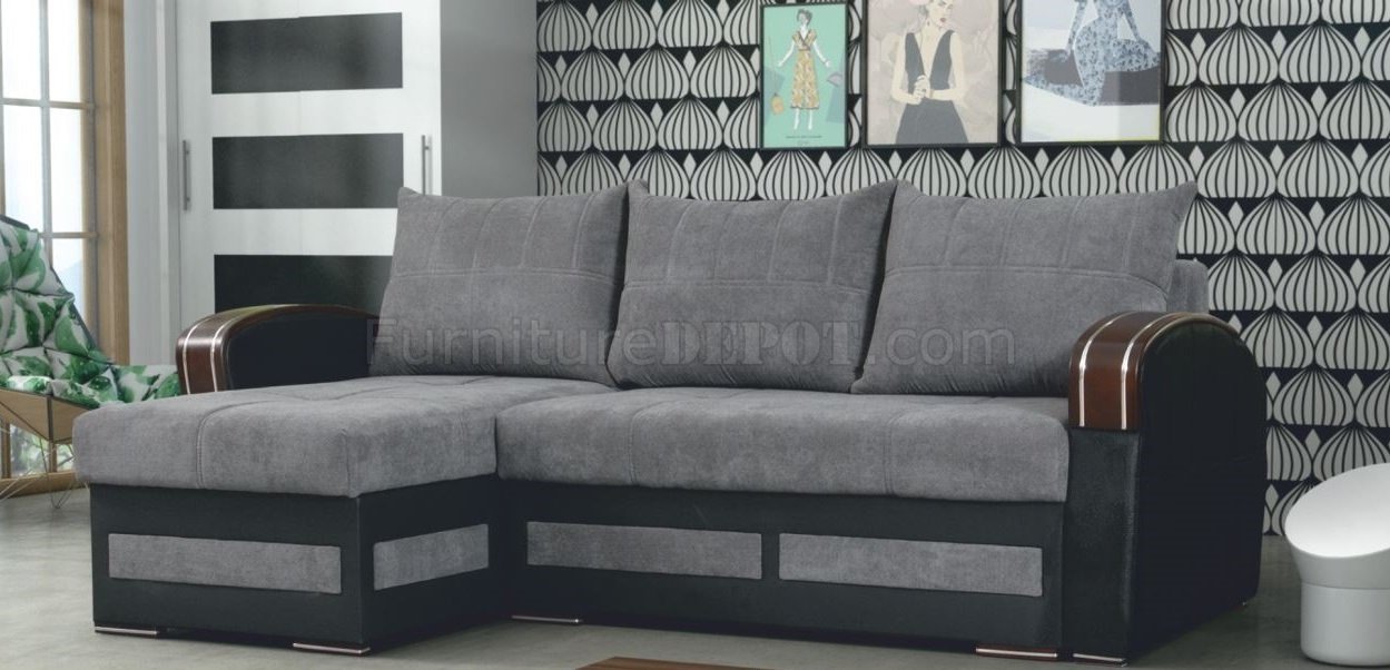 Tommy Sectional Sofa in Gray Fabric by Skyler Design - Click Image to Close