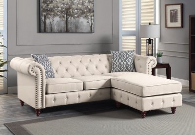 Waldina Sectional Sofa LV00643 in Beige Fabric by Acme