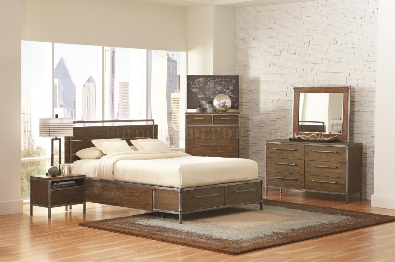 Arcadia 203801 Bedroom in Weathered Acacia by Coaster w/Options - Click Image to Close
