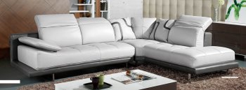 White & Grey Top Grain Full Leather Modern Sectional Sofa [EFSS-601-Grey]