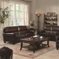 Rich Brown Leather Modern Sofa & Loveseat Set w/Rolled Arms