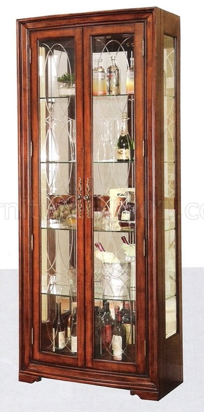 Cherry Finish Classic Display Curio w/Glass Doors & Sides - Click Image to Close