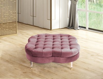 Lucky Clover Ottoman / Coffee Table in Dusty Rose Fabric