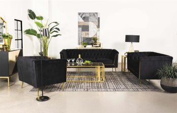 Holly Sofa 508441 in Black Fabric by Coaster w/Options [CRS-508441 Holly]