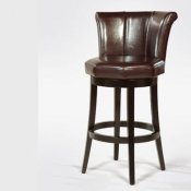 Brown Bycast Leather Set of 2 Modern Crown Swivel Barstools