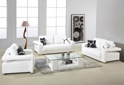 2926 Sofa Set in White Bonded Leather by VIG